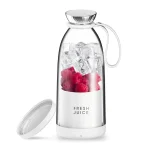 مخلوط‌کن شارژی قابل حمل 500 میلی‌لیتر مدل FRESH JUICE با تیغه استیل ضدزنگ، موتور 60 وات، شارژ USB تایپ‌سی، قفل ایمنی ضد نشت و حالت پالس برای خردکردن یخ و میوه‌های منجمد